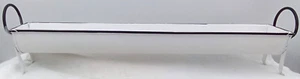 Metal Trough Tray Stand Rectangular Round Distressed White Black Handle Legs 24" - Picture 1 of 9