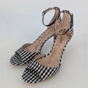 Sam Edelman Gingham Heels Black White Size 9.5 preppy summer party cocktail - Picture 1 of 7
