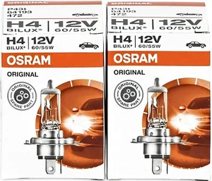 2x OSRAM ORIGINAL H4 P43t 12 V 60/55 W PKW Original Halogenlampe BILUX UV Filter - Bild 1 von 2