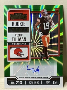 2023 Contenders Cedric Tillman Green Laser Rookie Ticket Auto Variation #104 - Bild 1 von 4