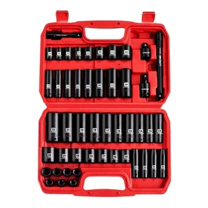 LLNDEI 3/8" Drive Impact Socket Set SAE and Metric (5/16"- 3/4", 8-22mm) 48pc... - Picture 1 of 9