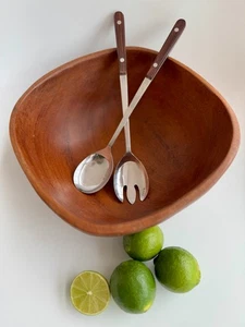 Insalatiera Mid-Century in acciaio inox con manico in teak giapponese? - Foto 1 di 14