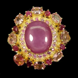 925 Sterling Silver Ring Oval Ruby 11x9mm Tourmaline Gemstone Jewelry Size 8 - Picture 1 of 13