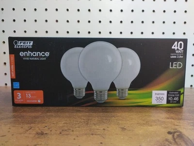 3 Pack Feit Enhance Dimmable 40w LED G25 Globe Light Bulb Soft White - Image 1 of 4