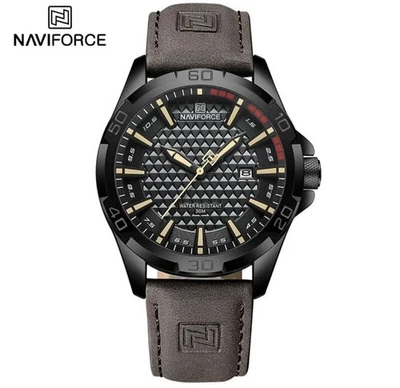 Reloj deportivo de cuarzo NAVIFORCE para hombre | Impermeable, correa de cuero, pantalla de calendario Foto 1 de 4