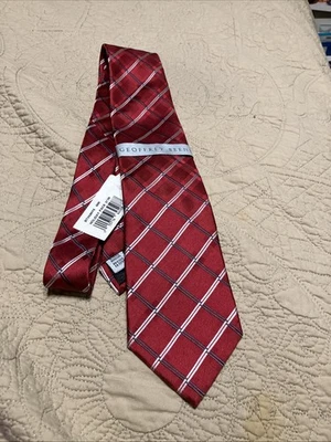 Corbata de hombre Geoffrey Beene Gives Back roja a rayas 100 % seda 58”x3,50”, nueva con etiquetas Foto 1 de 4