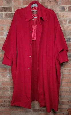 Willis & Geiger женщин шерсти кашемир плащ пальто красный пуговицах винтажный - Изображение 1 из 4