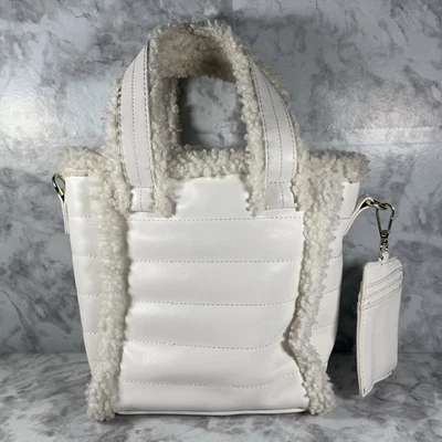 Aspen Sherpa Tote Hand Bag Purse With Card Holder Off White Winter Skiing Preppy - Image 1 of 4