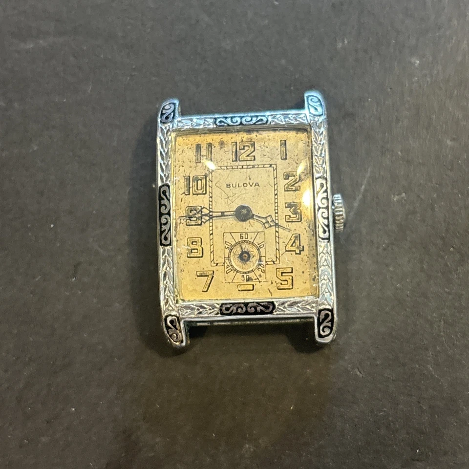 Cabezal de reloj para hombre F42 años 20 Bulova corriendo-sobrebobinado-necesita reparación-restauración Foto 1 de 4