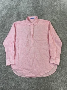 J.McLaughlin Shirt Mens Xl Pink White Linen Button Up - Picture 1 of 8