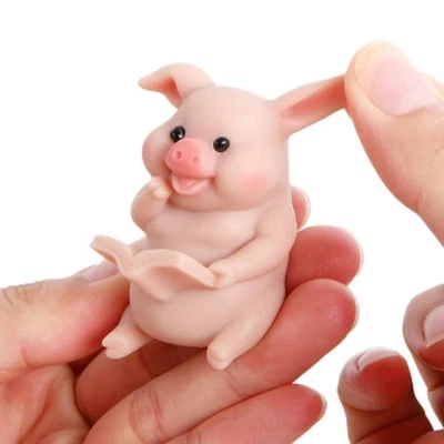 5.5CM Full Silicone Reborn Pig Doll Mini Toys with Eyes Soft Silicone Realistic - Image 1 of 4