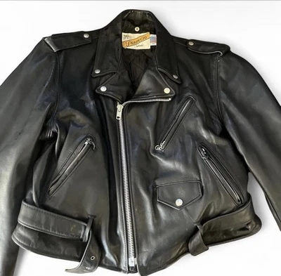 Chaqueta de cuero Schott Perfecto 118 vintage de los años 80 para hombre de cuero de tiro talla 46 Foto 1 de 4