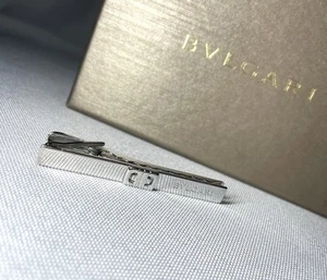 Duty Free Auth Bvlgari Tie Clip Parentesi Brand Logo Bar pin Sterling silver925 - Picture 1 of 18