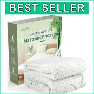 Luxurious King Bamboo Mattress Pad Cover - Waterproof and Breathable Up to 21" - Picture 1 of 10