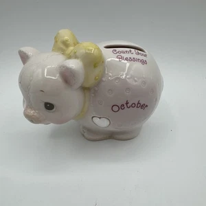 Vintage 1996 Precious Moments Schwein Oktober Sparschwein "Opal" Geburtsstein Segen - Bild 1 von 5