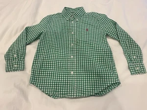 Ralph Lauren Jungen Button Down Hemd grün weiß kariert Größe 6 - Bild 1 von 7