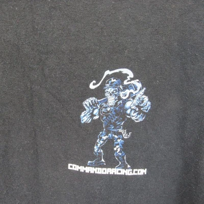 Camiseta negra de manga corta Commando Racing azul con logotipo gráfico para hombre talla L Foto 1 de 4