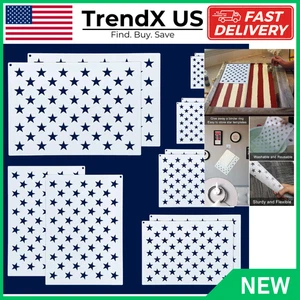12 Pezzi Modelli di Stencil Bandiera Americana 50 Stelle, 6 Misure Bandiera Americana - Foto 1 di 8