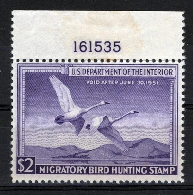 US RW17 MH VF $2 violet Trumpeter Swans Duck Revenue Zayix Stamps 0225MAR0035 - Image 1 of 2