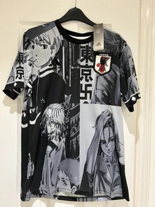 Limited Edition Japan Anime Theme Football Top By Adidas Size -M, Black and Grey - Picture 1 of 10