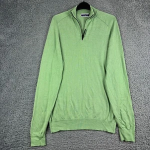 Charles Tyrwhitt Jumper Mens Medium Green 1/4 Zip Pullover Sweater 100% Wool CT - Picture 1 of 9
