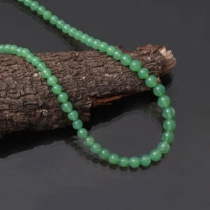 Beautiful Green Chrysoprase Smooth Round Gemstone Beads Handmade Necklace 18'' - Picture 1 of 15