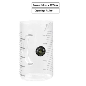1L Glass Measuring Jug Clear Scale Liquid Cup Pitcher Kitchen Baking Cooking Jug - Picture 1 of 6