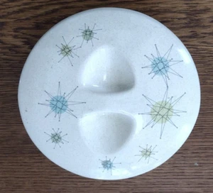 Vintage MID CENTURY MODERN ATOMIC STARBURST CASSEROLE COVERED BOWL FRANCISCAN - Picture 1 of 7