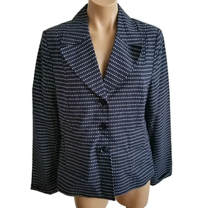  Women’s Rafaella Blue and White Lined Fitted Blazer Suit Jacket 12  - Picture 1 of 9