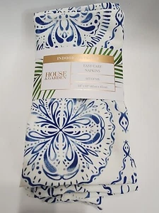 Easy Care Napkins Set Of 6 square 18"/45cm blue white French Linen design NWT - Picture 1 of 3