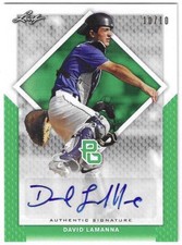 2016 LEAF PERFECT GAME NATIONAL SHOWCASE DAVID LAMANNA GREEN AUTO #BA-026 10/10 