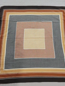 Vintage Meunier Seide großer Schal 60er Jahre geometrisches Muster braun beige weiß  - Bild 1 von 11
