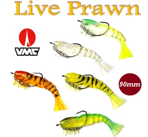 5 Live Prawn Lures Shrimp Soft Plastic 90mm Fishing Lure BREAM BASS FLATHEAD - Picture 1 of 6