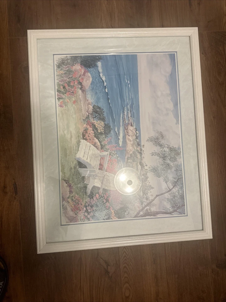 Vintage Balcony Near The Sea Wall Art Vintage Framed Canvas Print Vintage Decor - Image 1 of 4