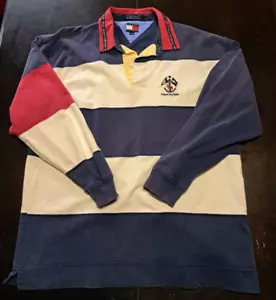 VINTAGE 90'S Y2K MEN'S TOMMY HILFIGER NAUTICAL OVER-SIZED POLO SHIRT SIZE XL - Picture 1 of 9