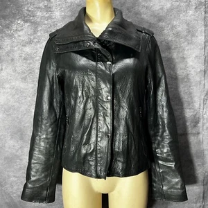 Andrew Marc New York Leather Jacket Womens XS Black Butter Soft Biker - Picture 1 of 11