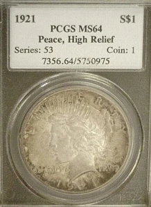 1921 PEACE SILVER PCGS MS64 REDUCED 6/18/25 (1588) - Picture 1 of 4