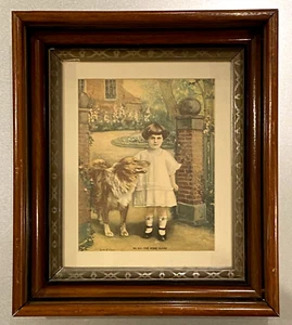 The Home Guard Girl and Rough Collie Dog Lithograph Stacked Frame Gene D'Arcy - Picture 1 of 8