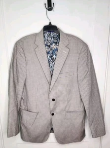 Alan Flusser MENS Blazer Blue Brown White Check Plaid 2 Button Sport Coat 42R - Picture 1 of 5