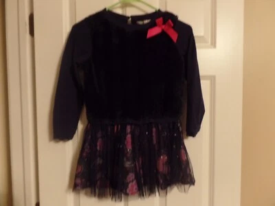 Vestido negro para niña, Dollie and Me, top de felpa, floral, encaje, talla: 8, excelente estado Foto 1 de 4