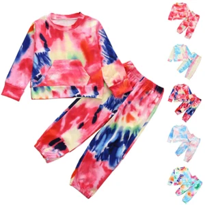 Kids Boy Girl Tie-Dye Tracksuit Long Sleeve Sweatshirt Jogger Sweatpants Outfit - Picture 1 of 37