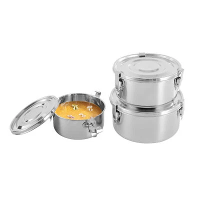 Set of 3 Stainless Steel Food Storage Containers Leak-Proof Smell-Proof With Lid - Image 1 of 4