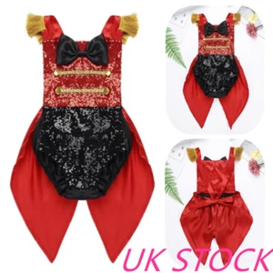 UK Baby Girls Halloween Party Costume Sparkling Sequins Bodysuit Circus Tailcoat - Picture 1 of 17