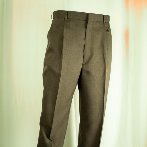 Pantalone elegante uomo plissettato ALFREDO VERSACE marrone bronzo lana tinta unita taglia 34"L x 28"L