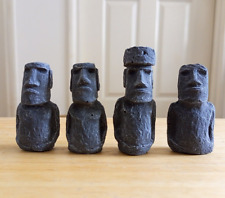 4 Miniature Moai Statue, Concrete Moai Garden Statue, Easter Island, Moai Face