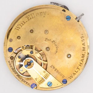 Waltham Wm. Movimiento de reloj de bolsillo antiguo Ellery modelo 1873 8 tallas 7 joyas, funciona - Imagen 1 de 5