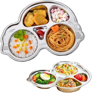 Stainless Steel Plate Divided Meal Tray Sections Dinner Dish for Babies, Toddler - Picture 1 of 8