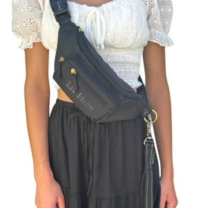 Black Unisex Waist Bum Bag Walking Pack Holiday Travel Wallet Money Pouch - Picture 1 of 5