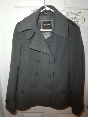 Abrigo para mujer GEOX RESPIRA 12 clásico gris chaqueta de lana prendas exteriores forradas $175 Foto 1 de 4