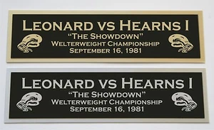 Sugar Ray Leonard vs Thomas Hearns The Showdown nameplate signed gloves trunks - Picture 1 of 2